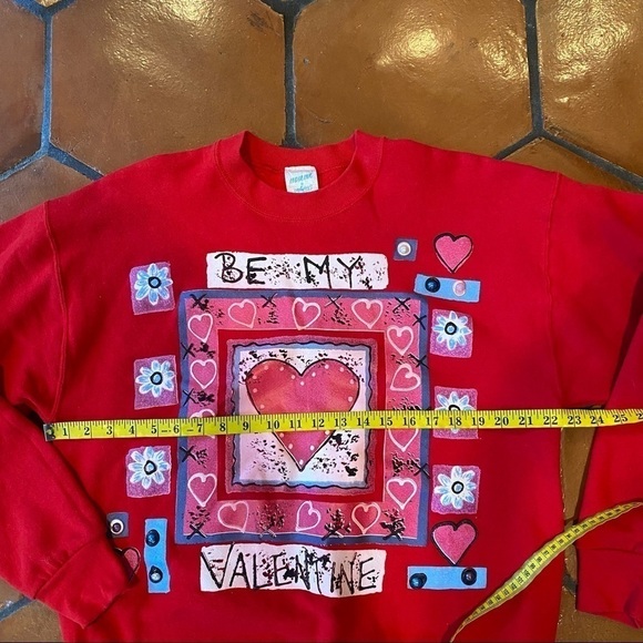 India Ink Hand Painted Valentines Day Heart Sweatshirt Sweater Vintage XL - Picture 6 of 7